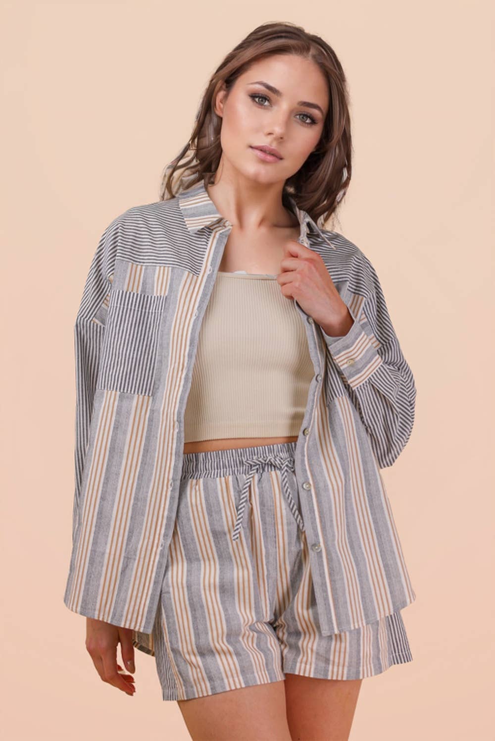 Stripe Woven Shirt Top