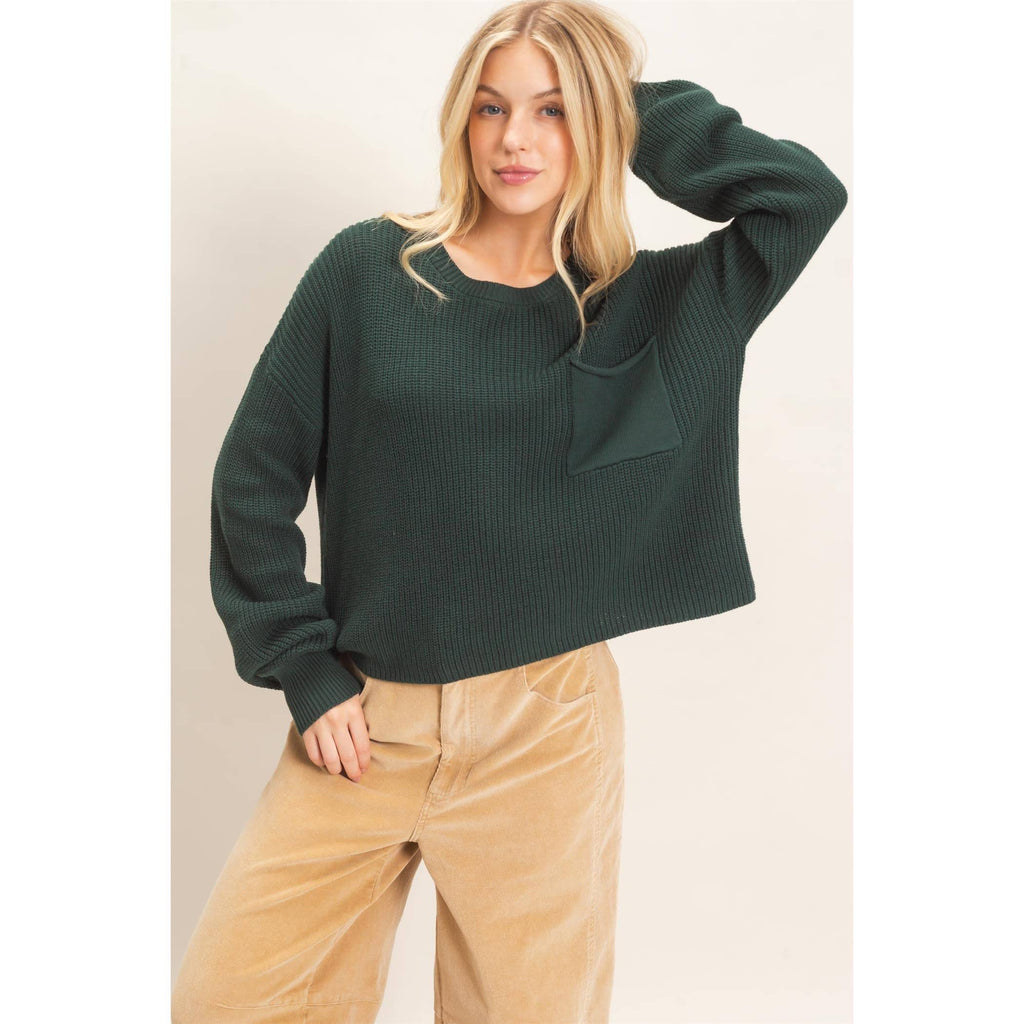 Ribbed Drop Shoulder Sweater