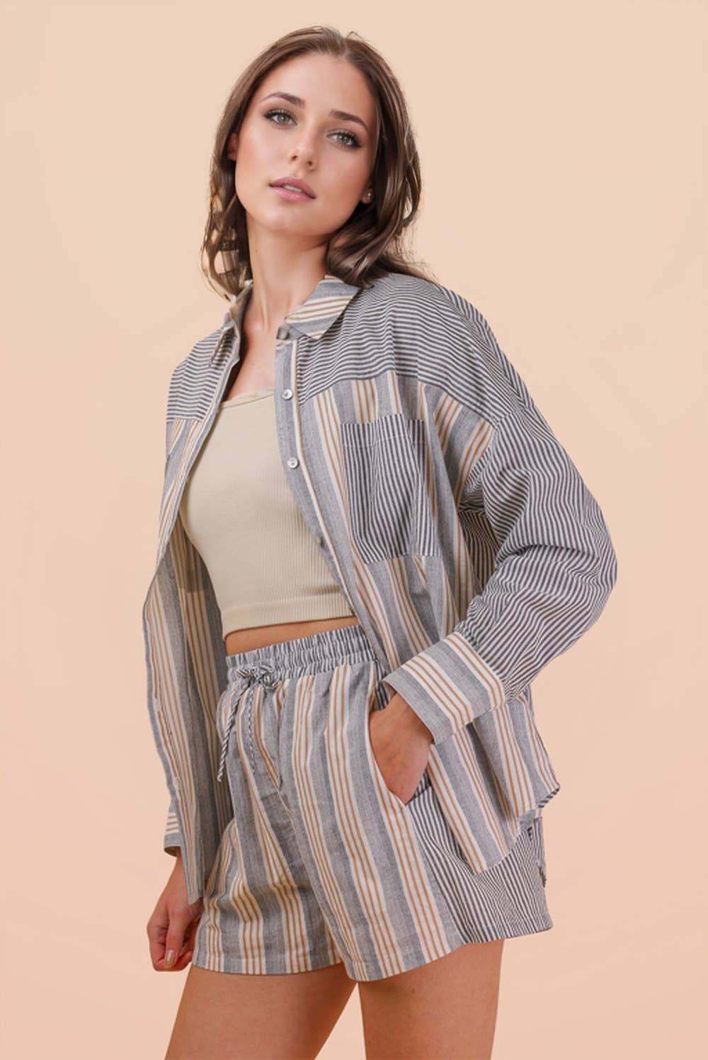Stripe Woven Shirt Top