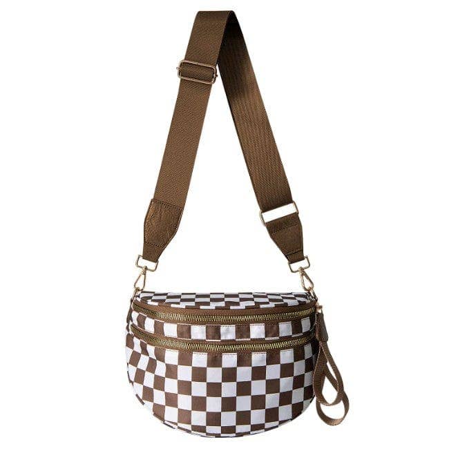 Checker Sling/Crossbody Bag: Brown Checker
