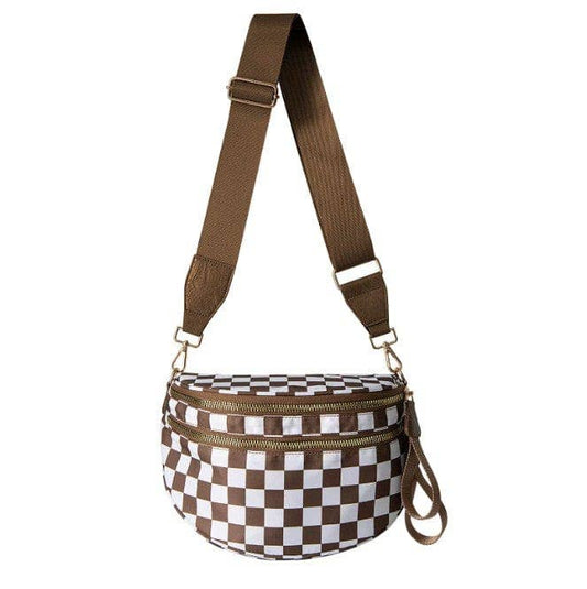 Checker Sling/Crossbody Bag: Brown Checker