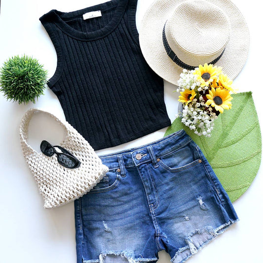 Ribbed Sleeveless Crop Tank