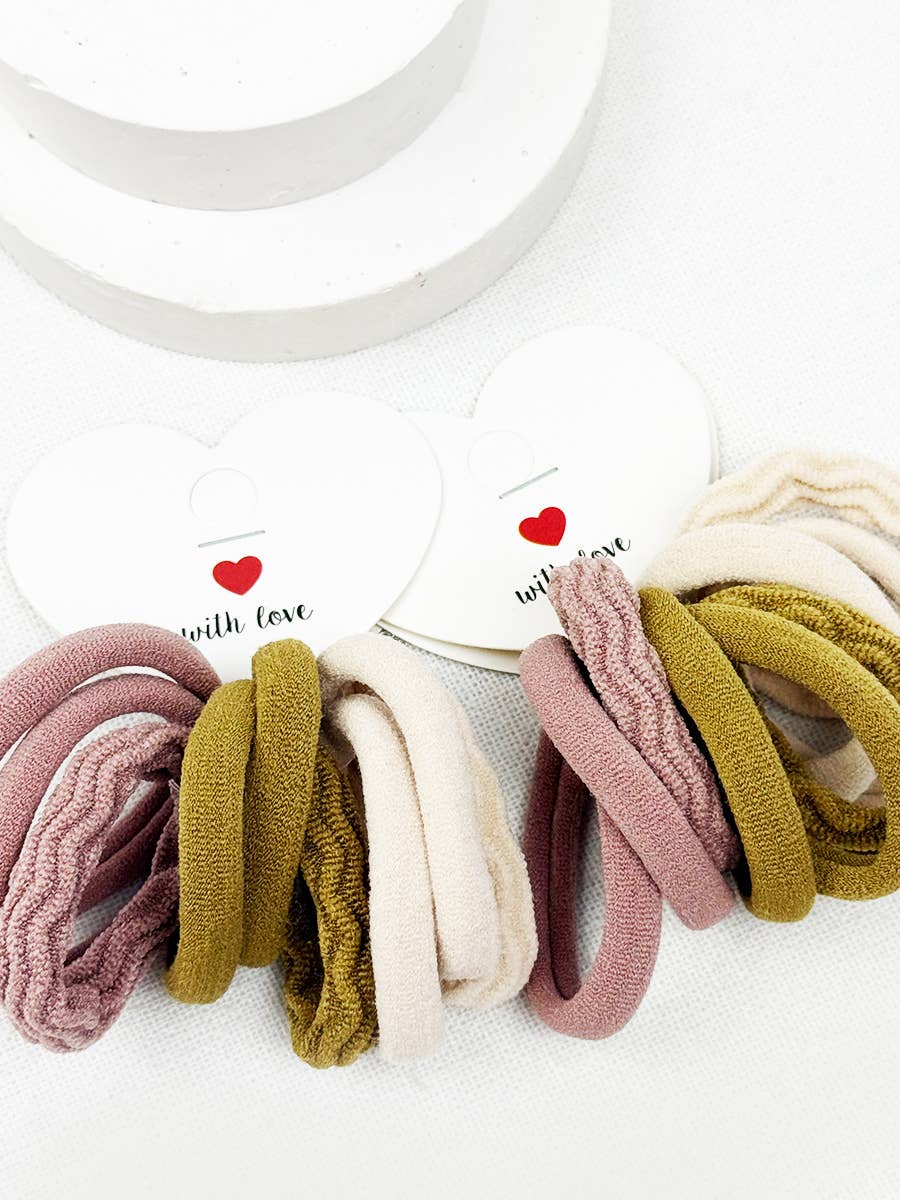 Assorted Rolled Hair Tie Set: MIX COLOR