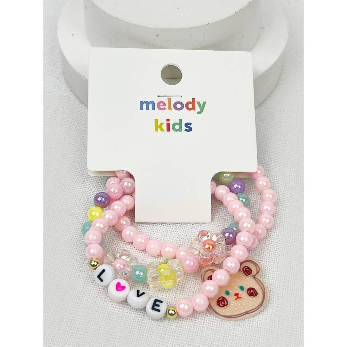 Love and Bear Theme Kids Layering Bracelet Set