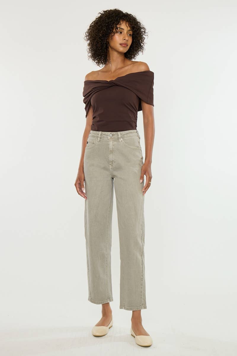 HIGH RISE GRAY SLIM BALLOON DENIM
