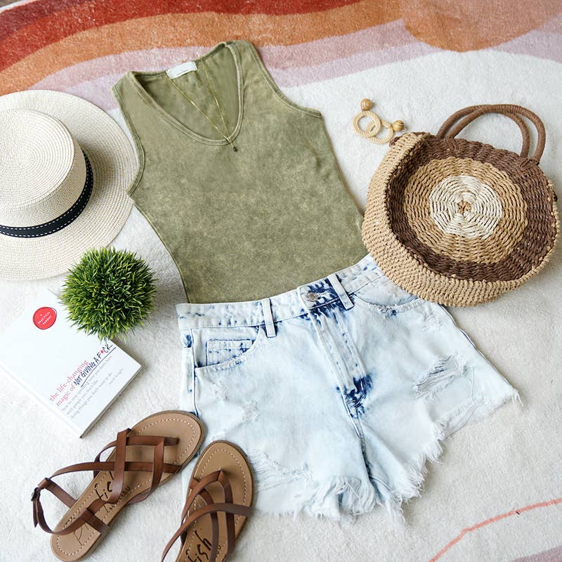 Mineral Wash Bodysuit w/ Snap buttons