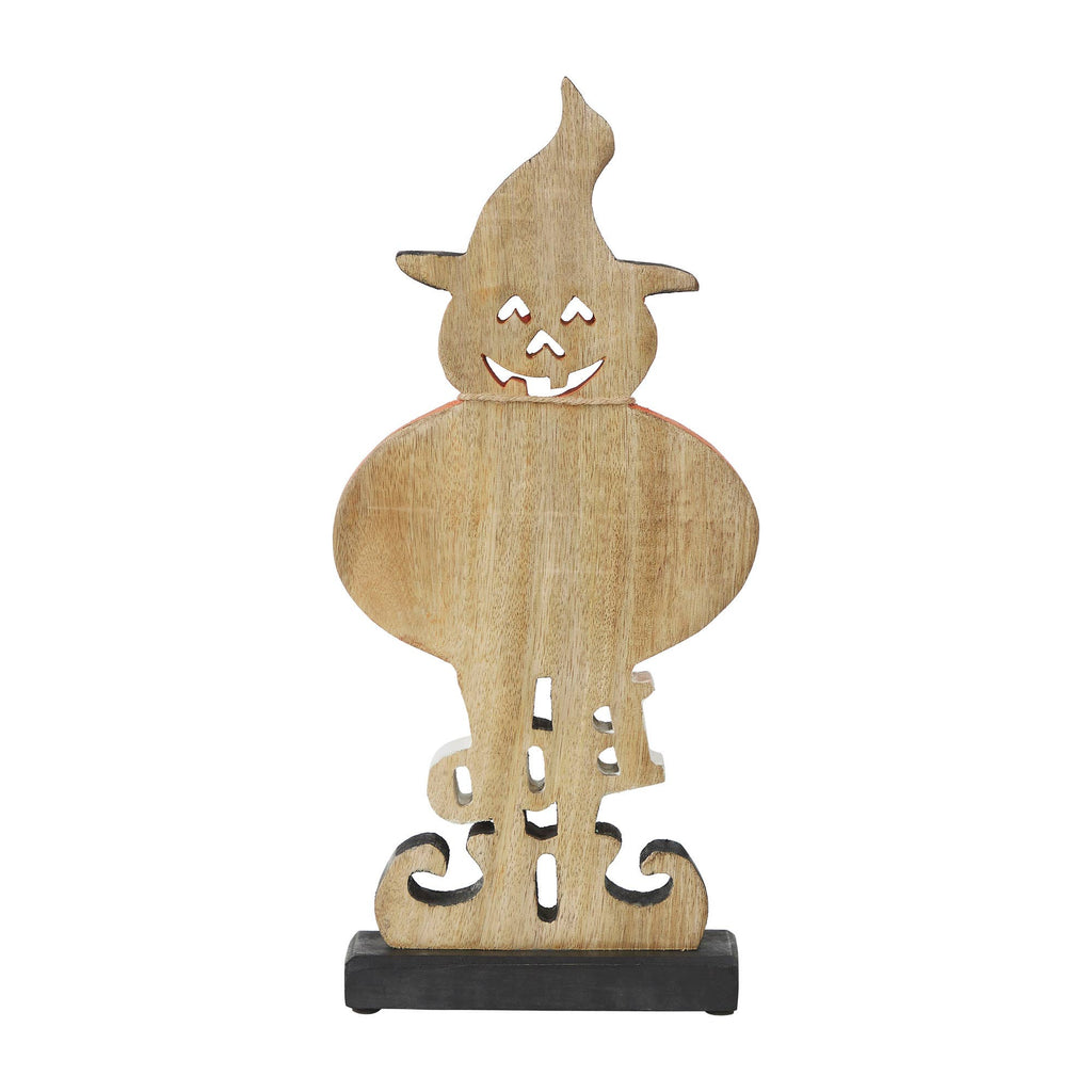 Jack-O-Lantern Boo Halloween Decor Wood Figurine, 15.5"