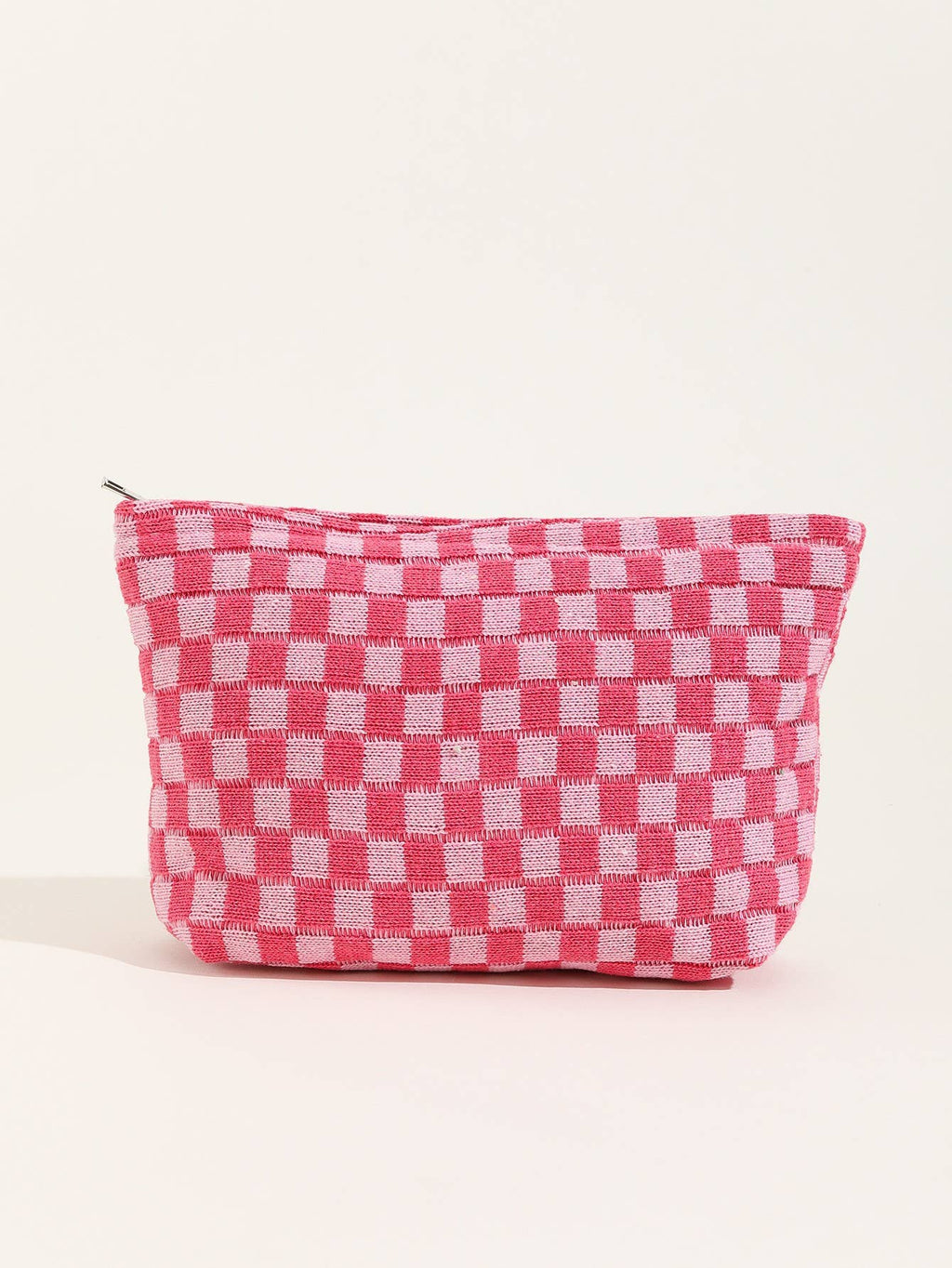 TRAVEL CHECKER COSMETIC POUCH BAG :HOT PINK