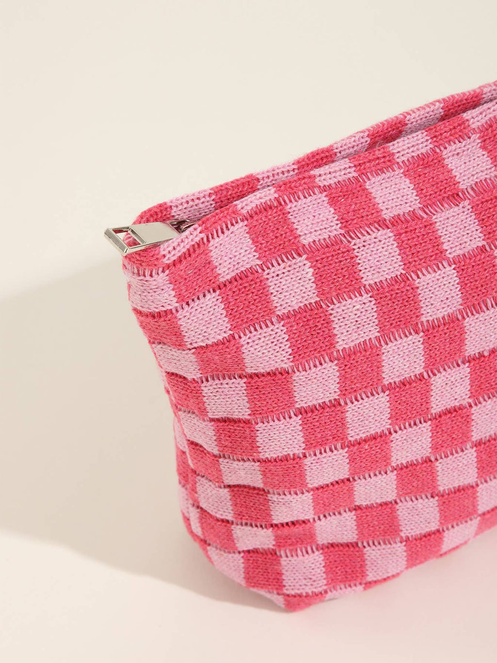 TRAVEL CHECKER COSMETIC POUCH BAG :HOT PINK