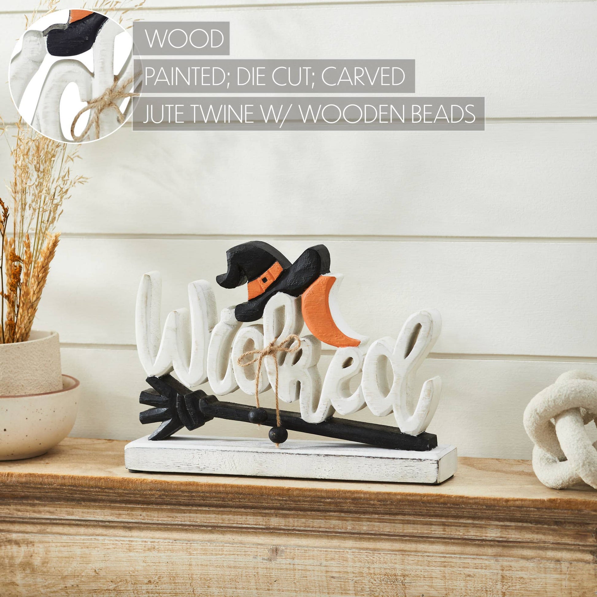 Wicked Wooden Halloween Decor Tabletop Sign, 11.5"