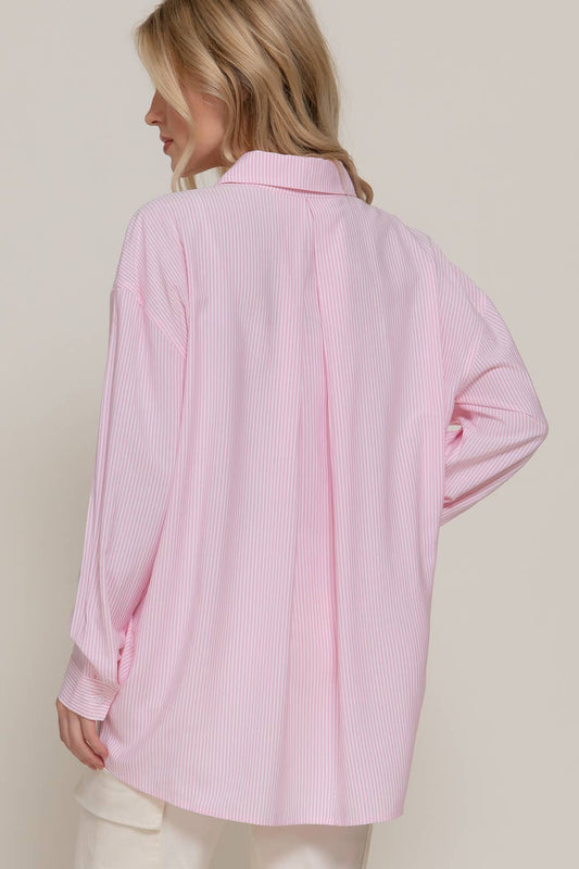 Long Dolman Sleeve Oversized Stripe Shirt