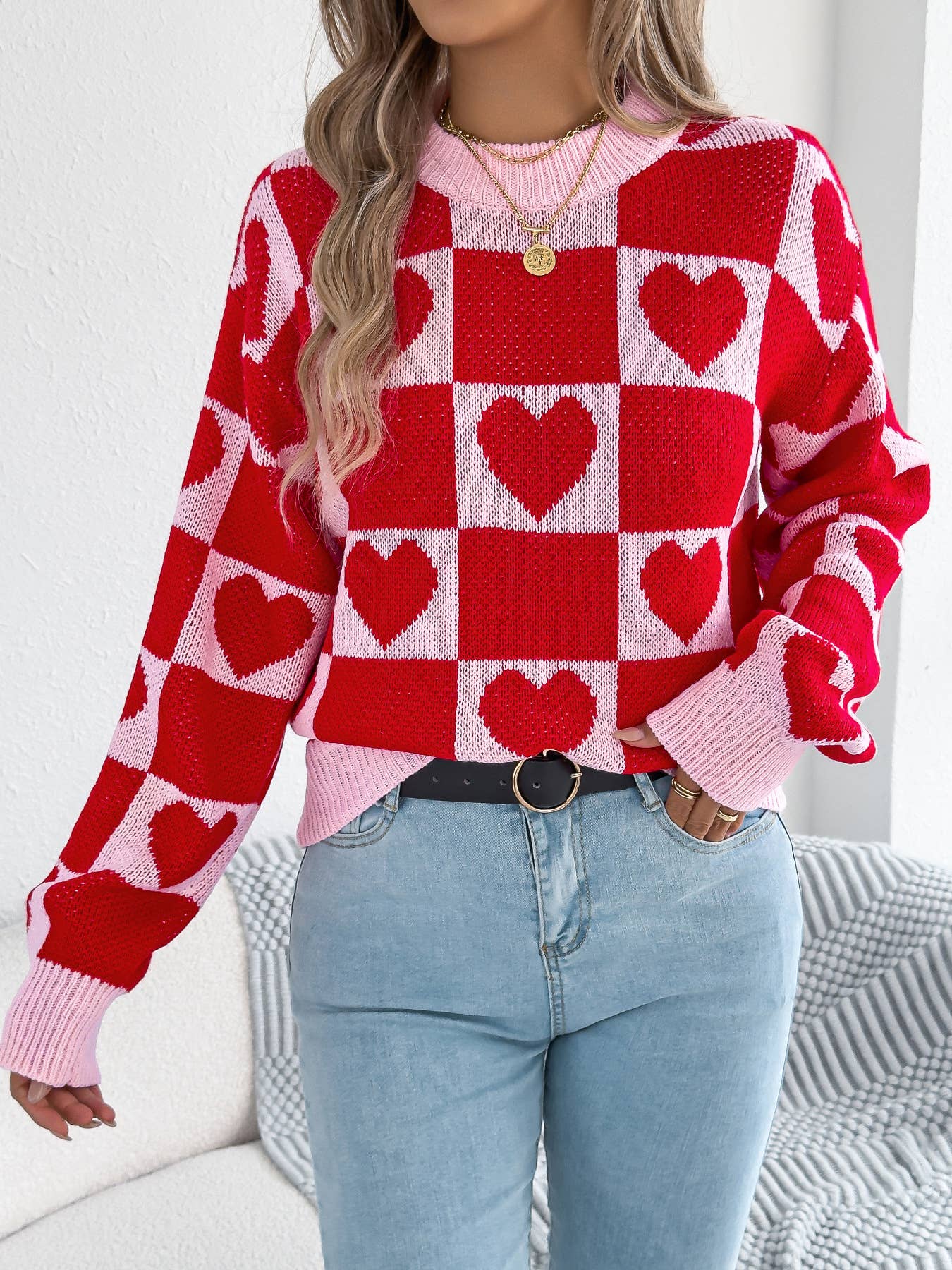 Valentine's Day Lantern Sleeve Sweater