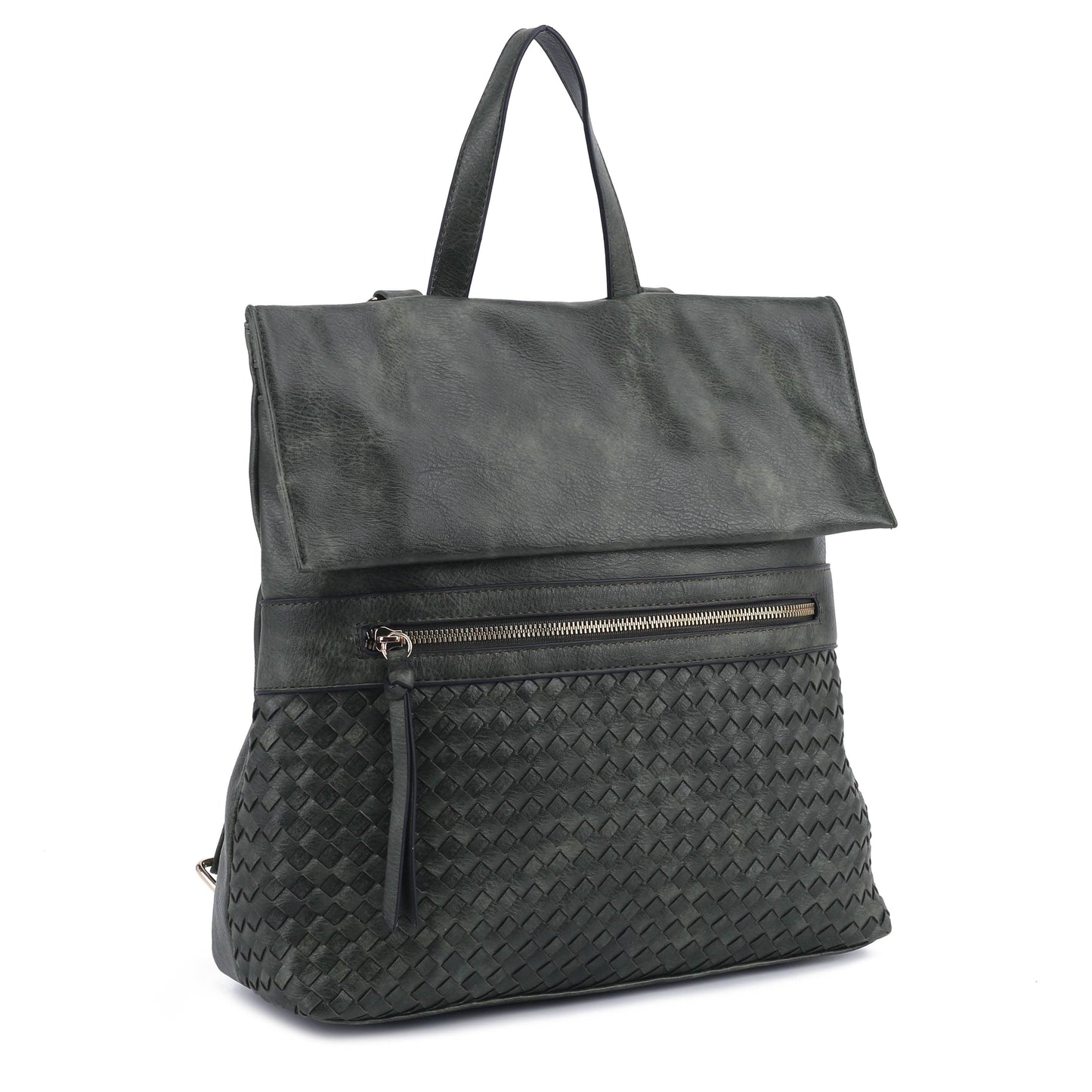 HELENA Woven Flap Backpack: Black
