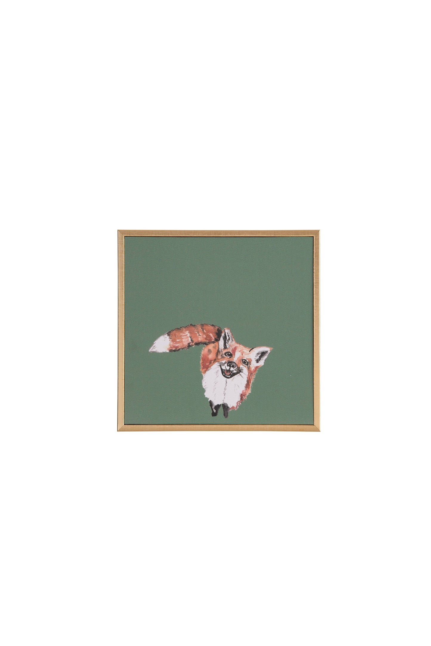 Fox Mini Canvas Art Home Decor Wood Green