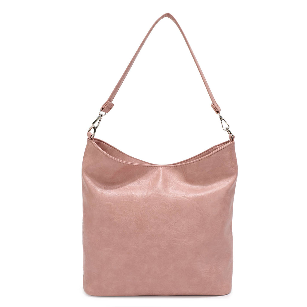 RAFAELLLA VEGAN LEATHER HOBO BAG: Pink