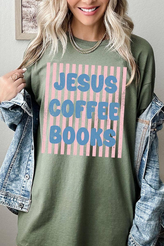 Jesus Coffee Books GraphicTee: MILITARY GREEN
