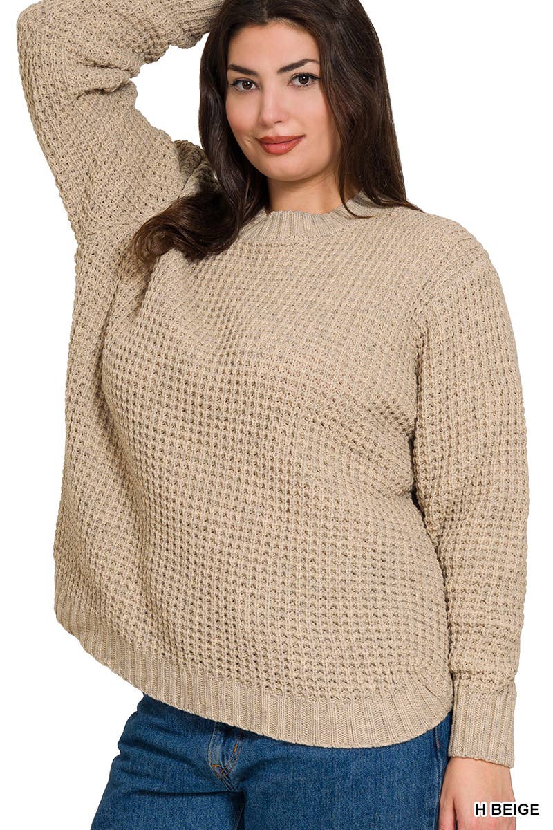 Waffle Sweater: H BEIGE