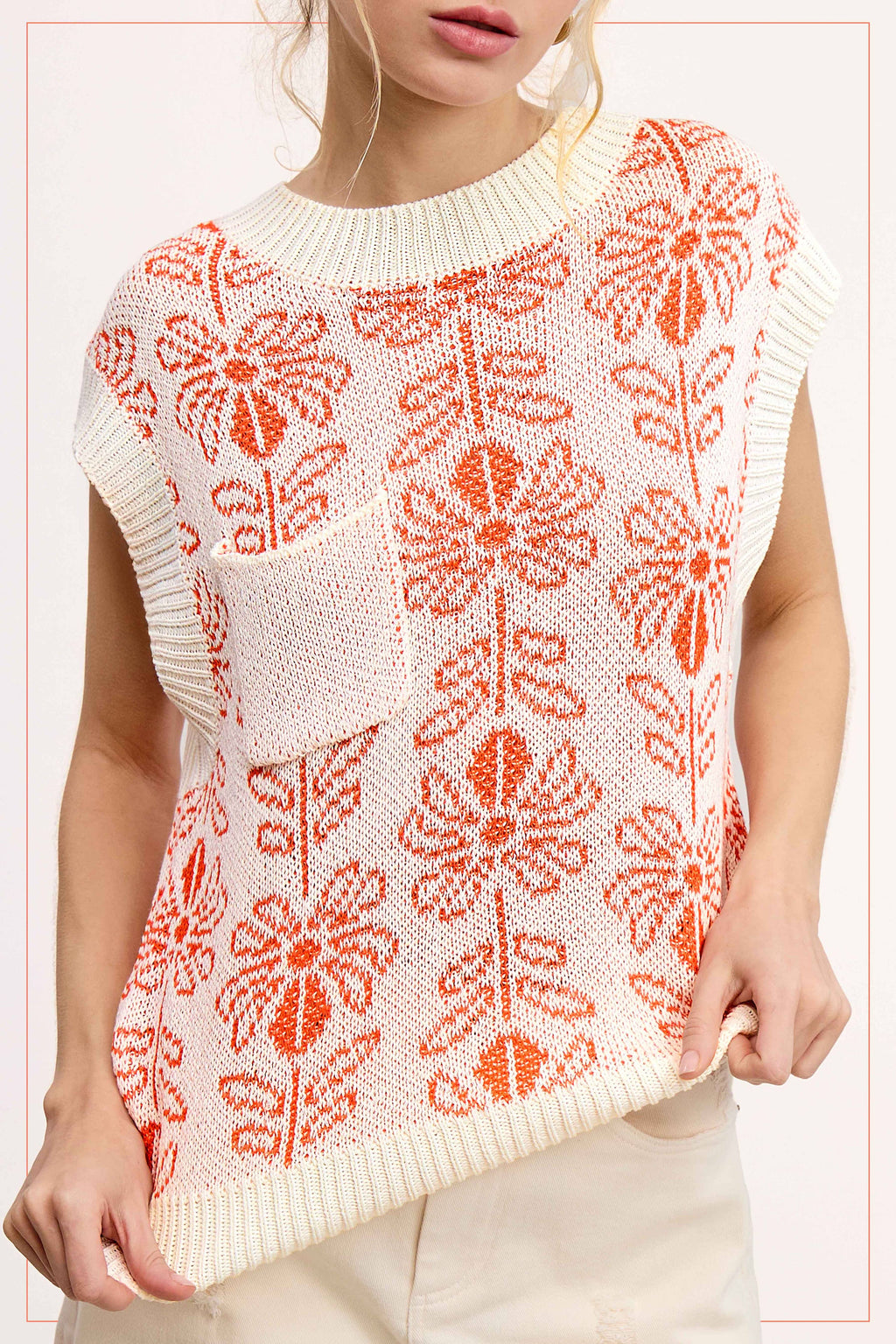 Floral Sleeveless Sweater Vest Top
