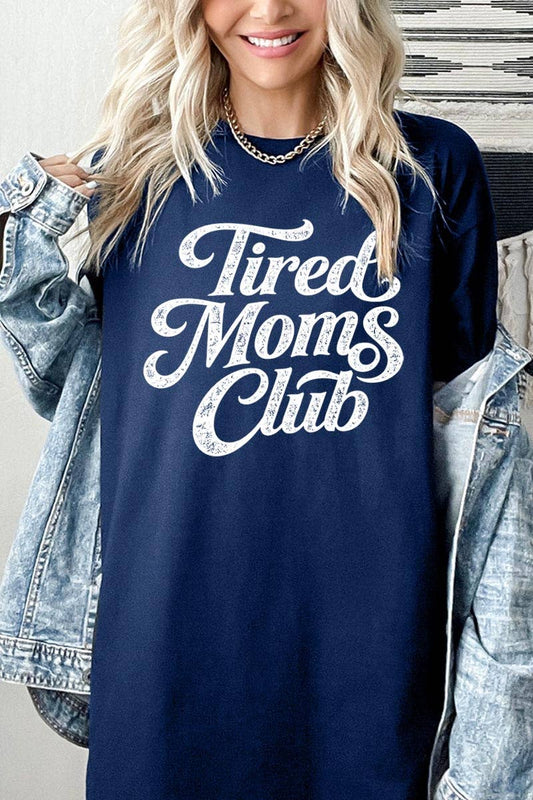 Tired Moms Club Graphic Tee: NAVY