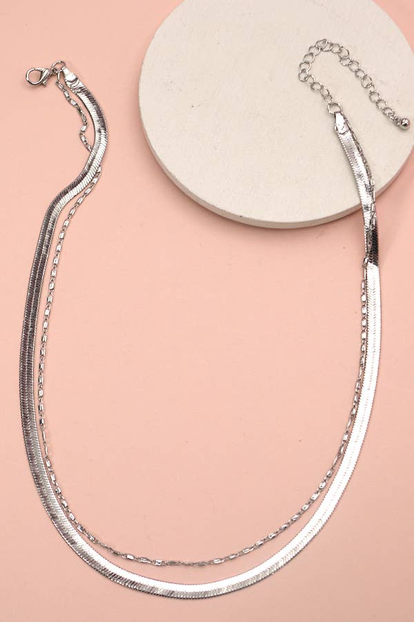DOUBLE SNAKE AND LARGO CHAIN NECKLACE