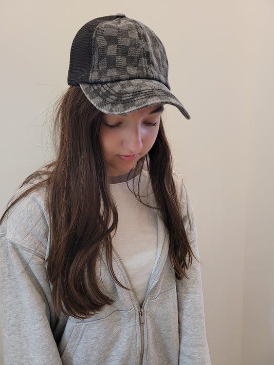 CC Checkered Pattern Hat| Black