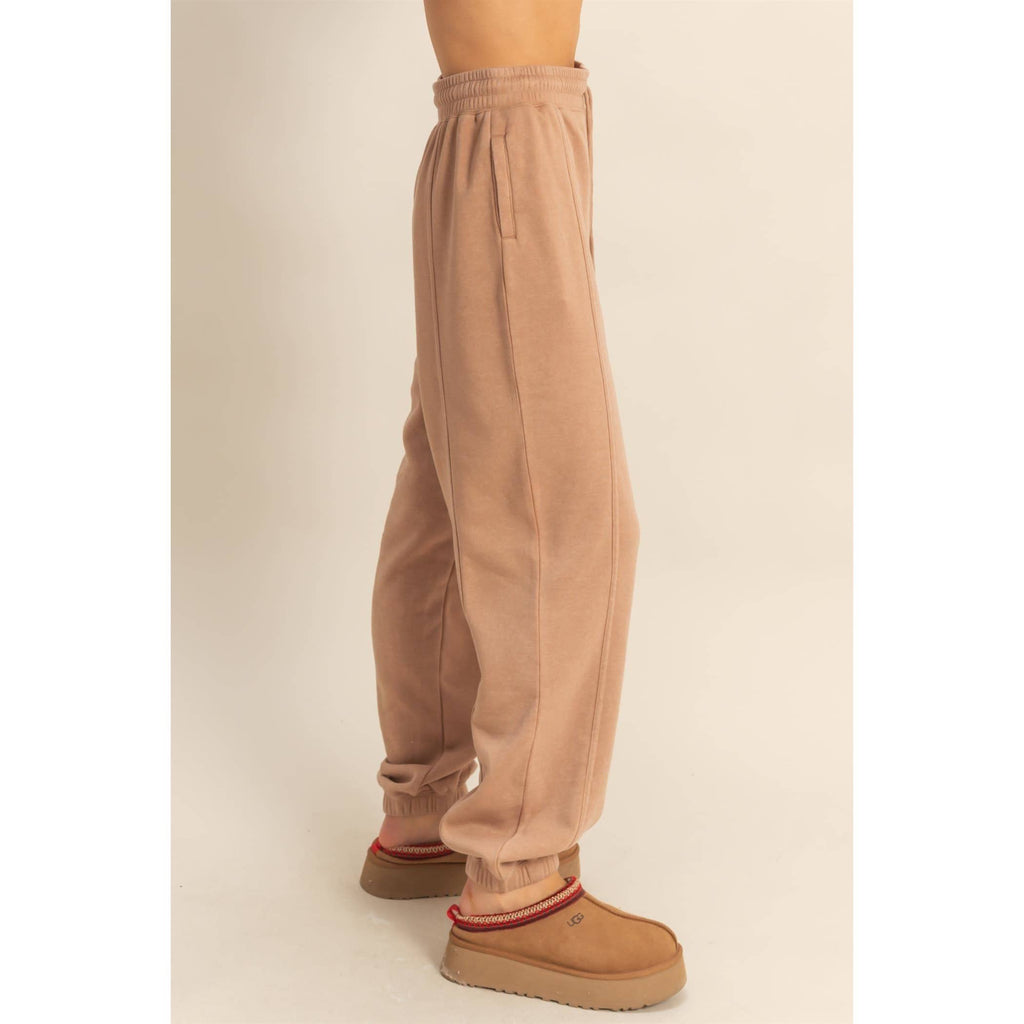 Drawstring Waist Ultra Comfy Sweatpants: DARK TAUPE