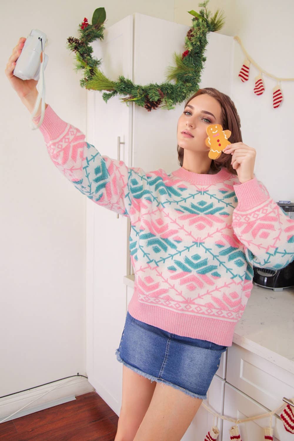 Printed Casual Knit Sweater Top