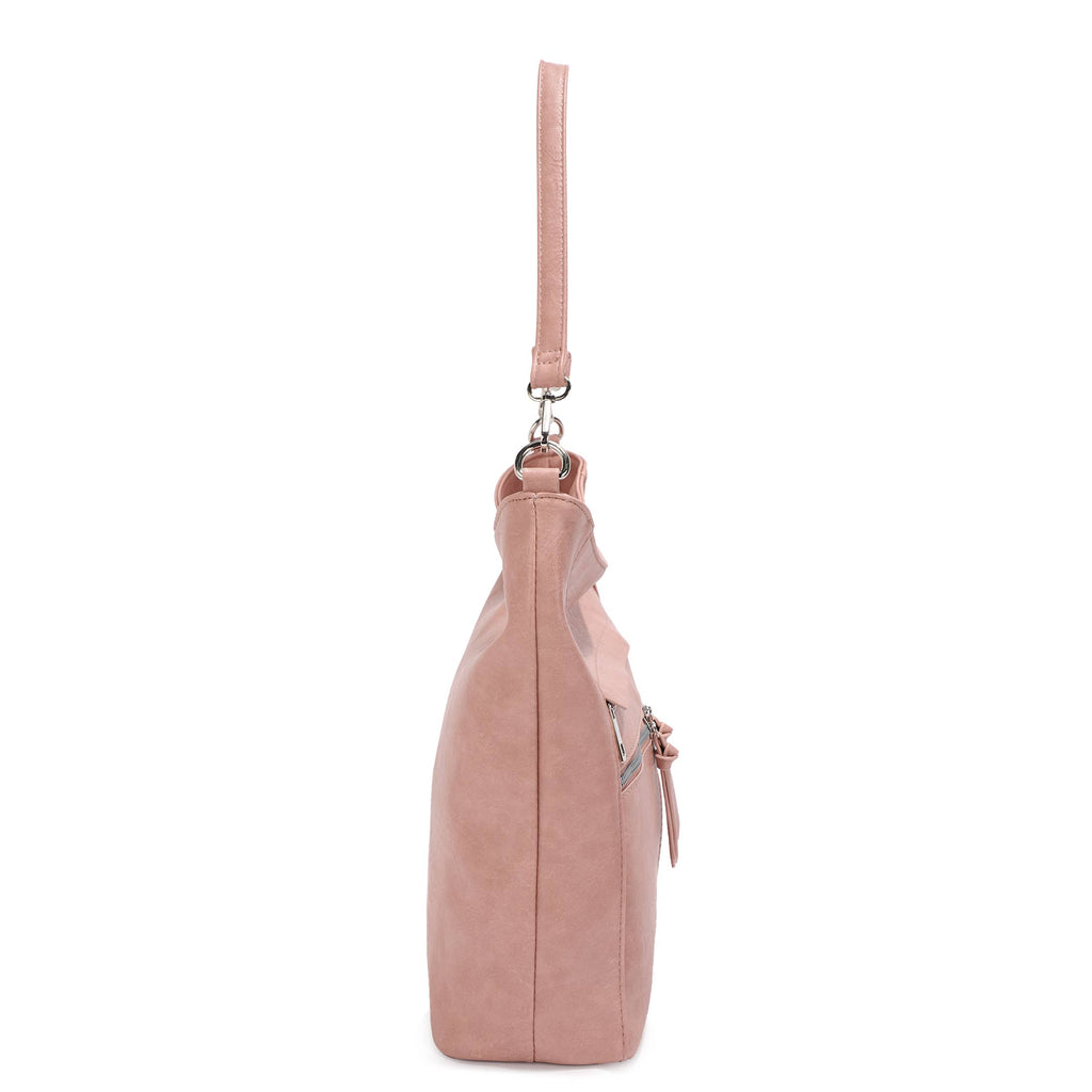 RAFAELLLA VEGAN LEATHER HOBO BAG: Pink