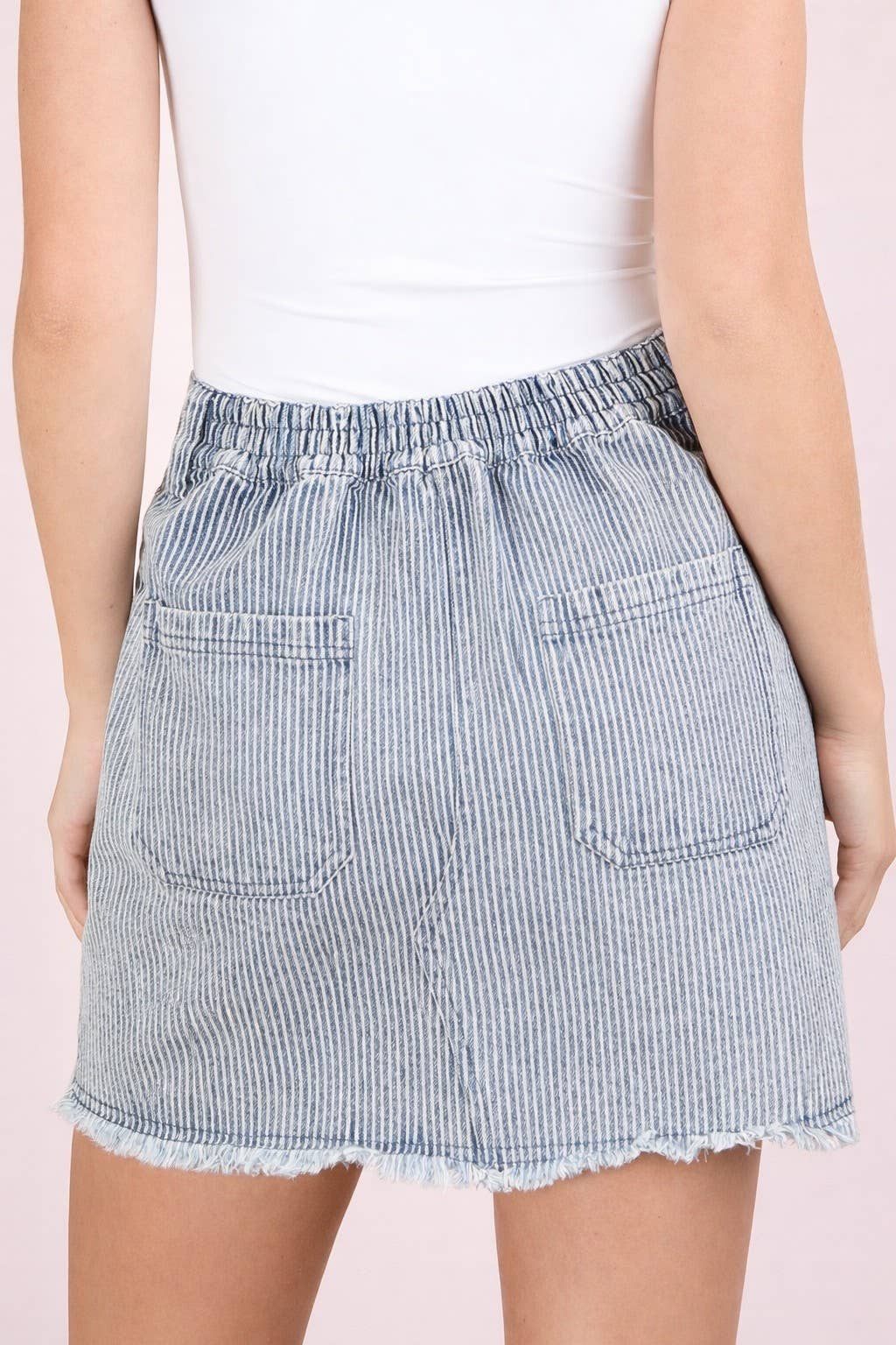 Mineral Washed Denim Striped skirt