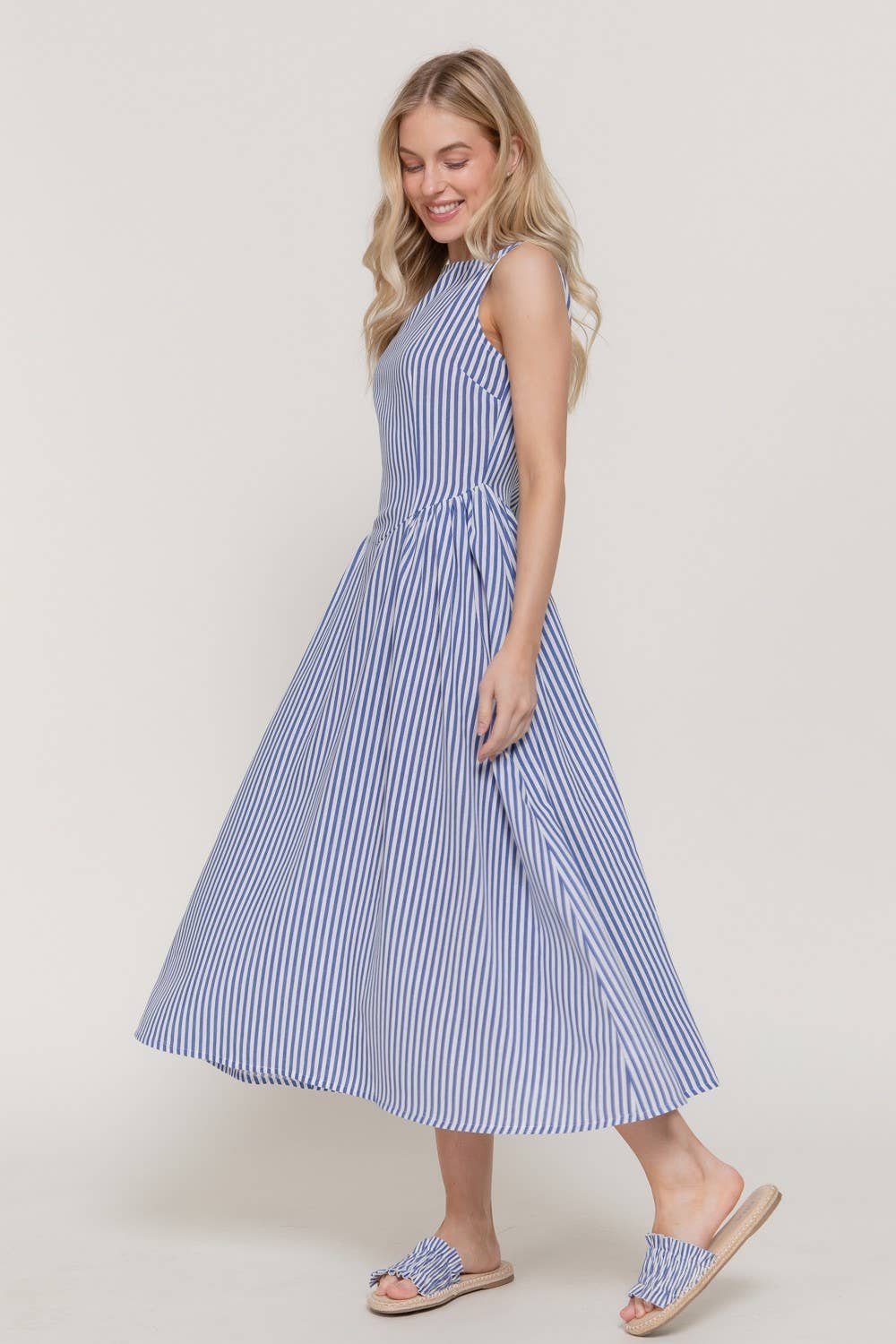 Sleeveless Stripe Linen Dress