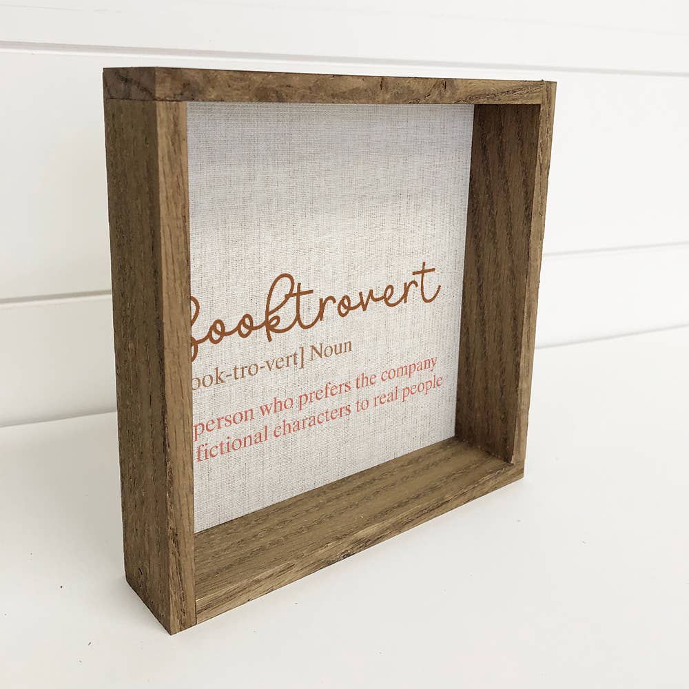 Booktrovert Definition: 6x6" Mini Canvas Art with Wood Box Frame