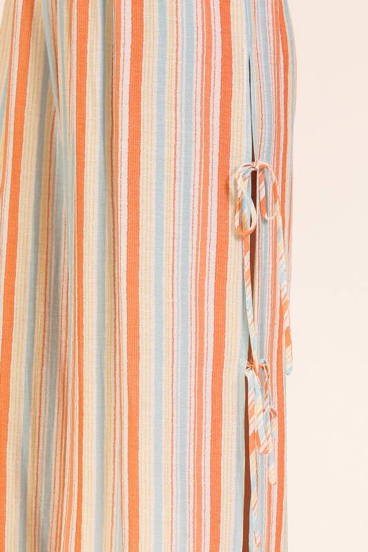 Sunset Stripe Tie-Side Wide Leg Pants