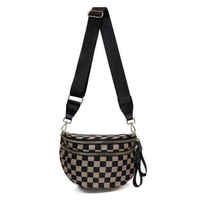 Checker Sling/Crossbody Bag: Mocha Checker
