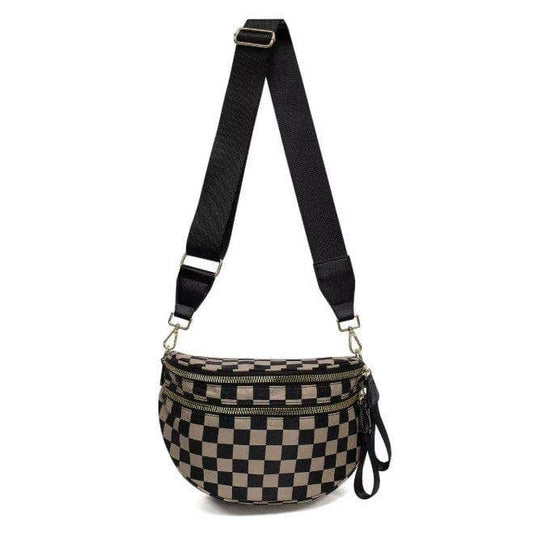 Checker Sling/Crossbody Bag: Mocha Checker