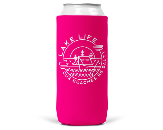 Lake Life Beaches Be Salty SLIM CAN Coozie: 12 oz