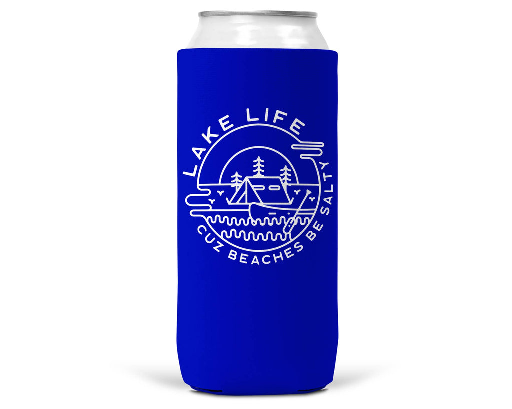 Lake Life Beaches Be Salty SLIM CAN Coozie: 12 oz