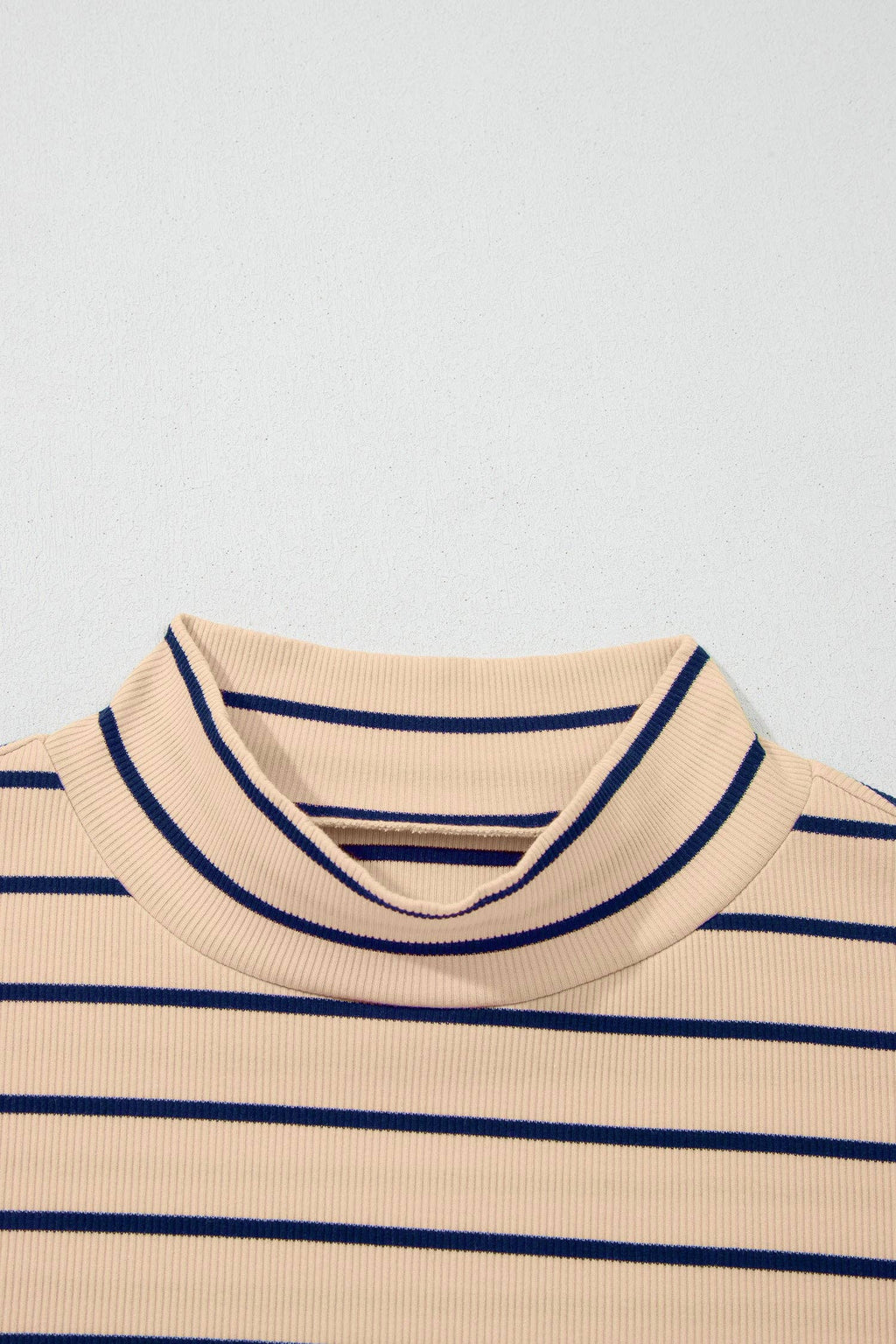 Stripe Mock Neck Short Sleeve Top