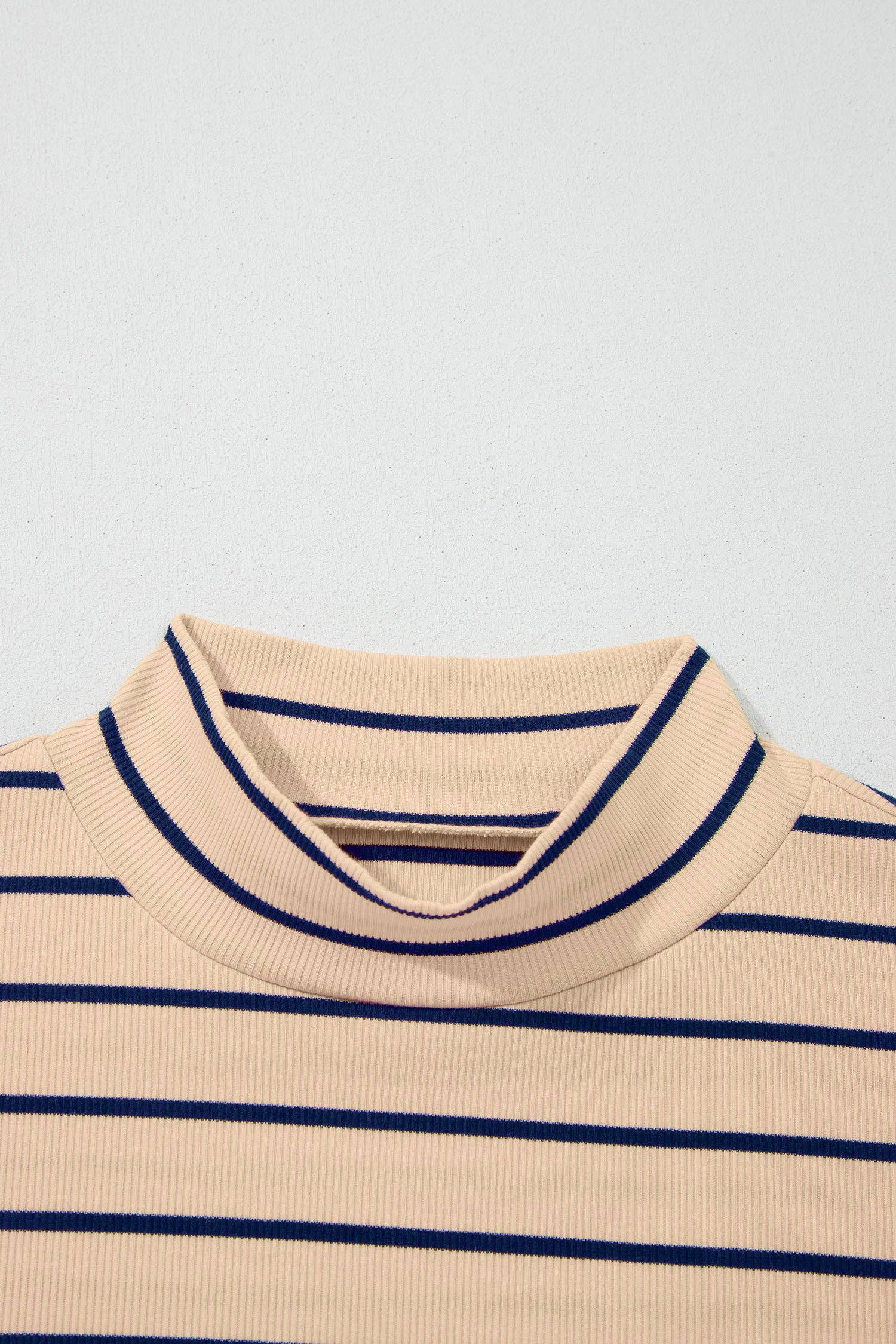 Stripe Mock Neck Short Sleeve Top