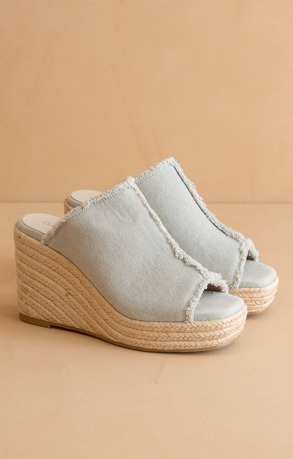 The Verona | Denim Frayed Denim Espadrille Wedge