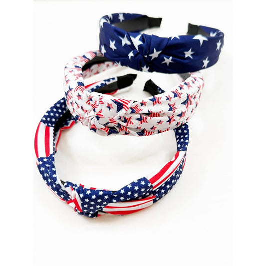 USA Flag American Patriotic Twisted  Headbandj
