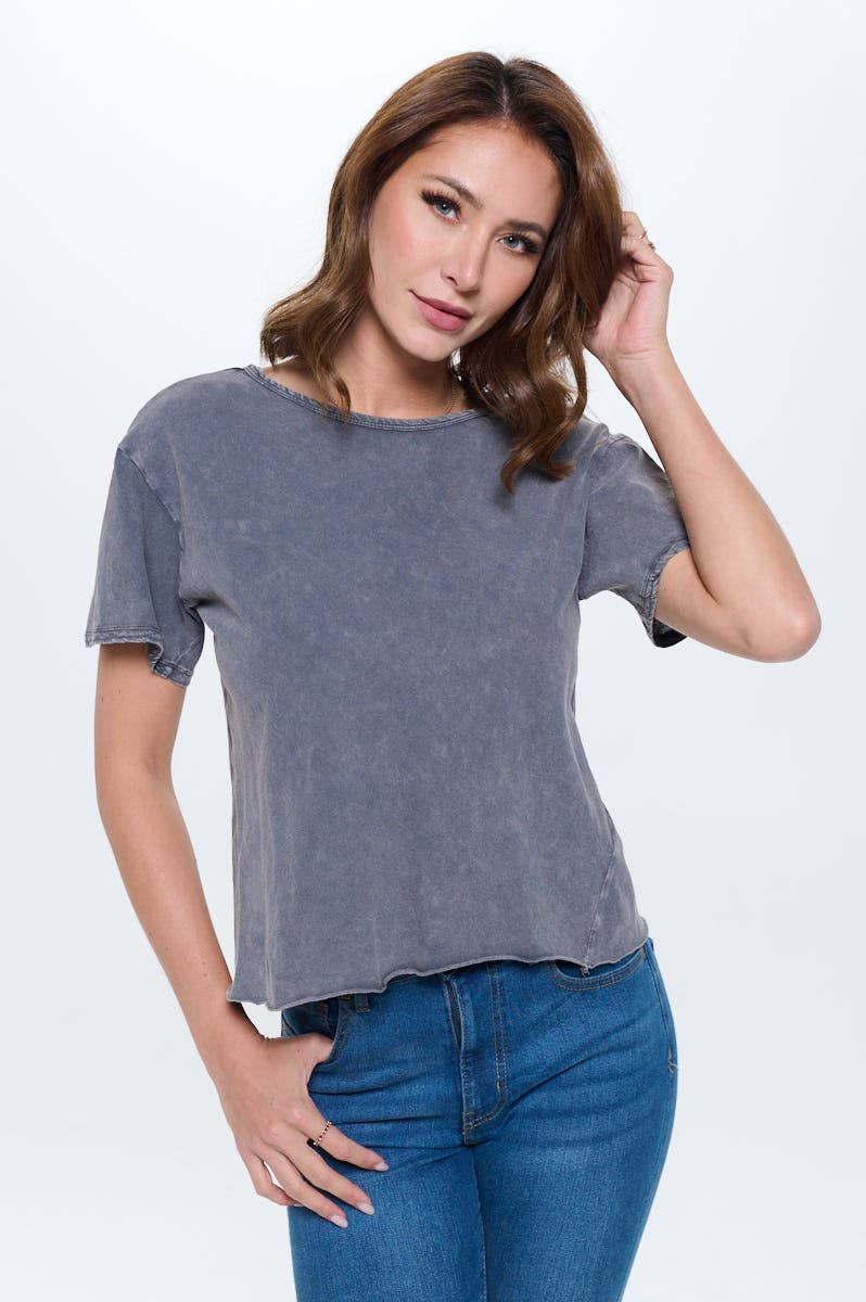 Blank Mineral Washed Tee Gray