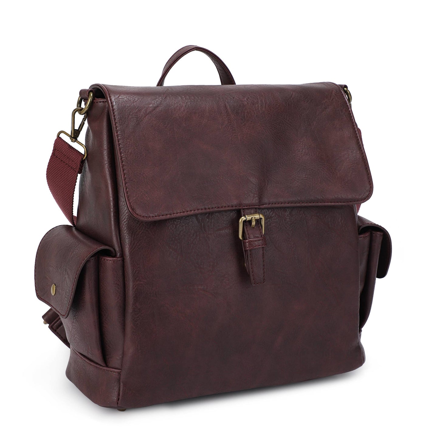 Isabelle Vegan PU Leather Backpack with Side Pockets