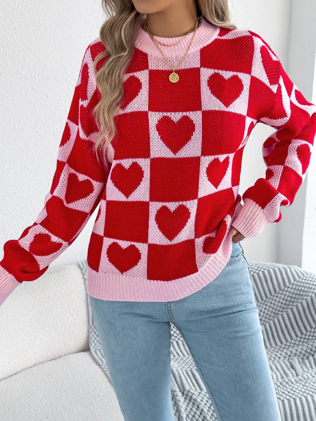 Valentine's Day Lantern Sleeve Sweater