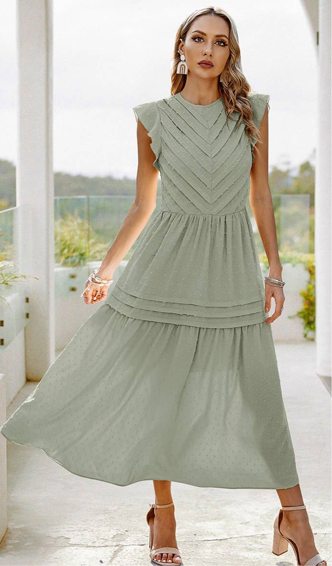 Willow Smocked Maxi Dress: Sage