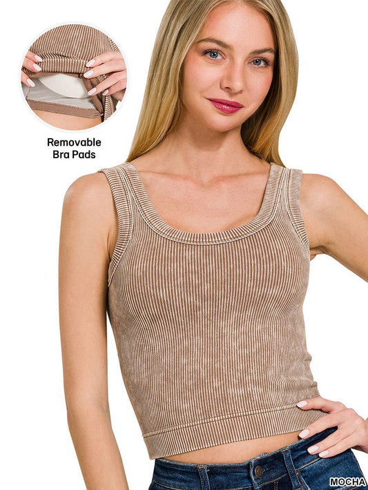 STONE WASHED RIBBED SEAMLESS TANK