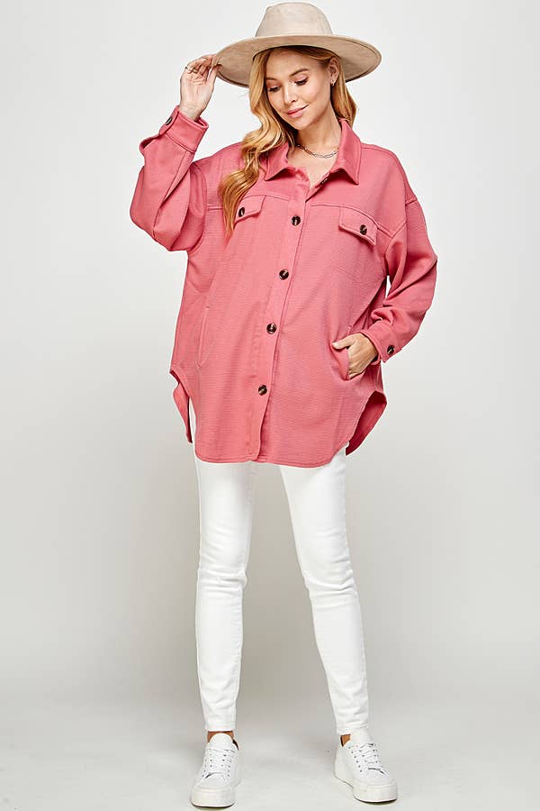 Shacket with Pockets: PAPAYA