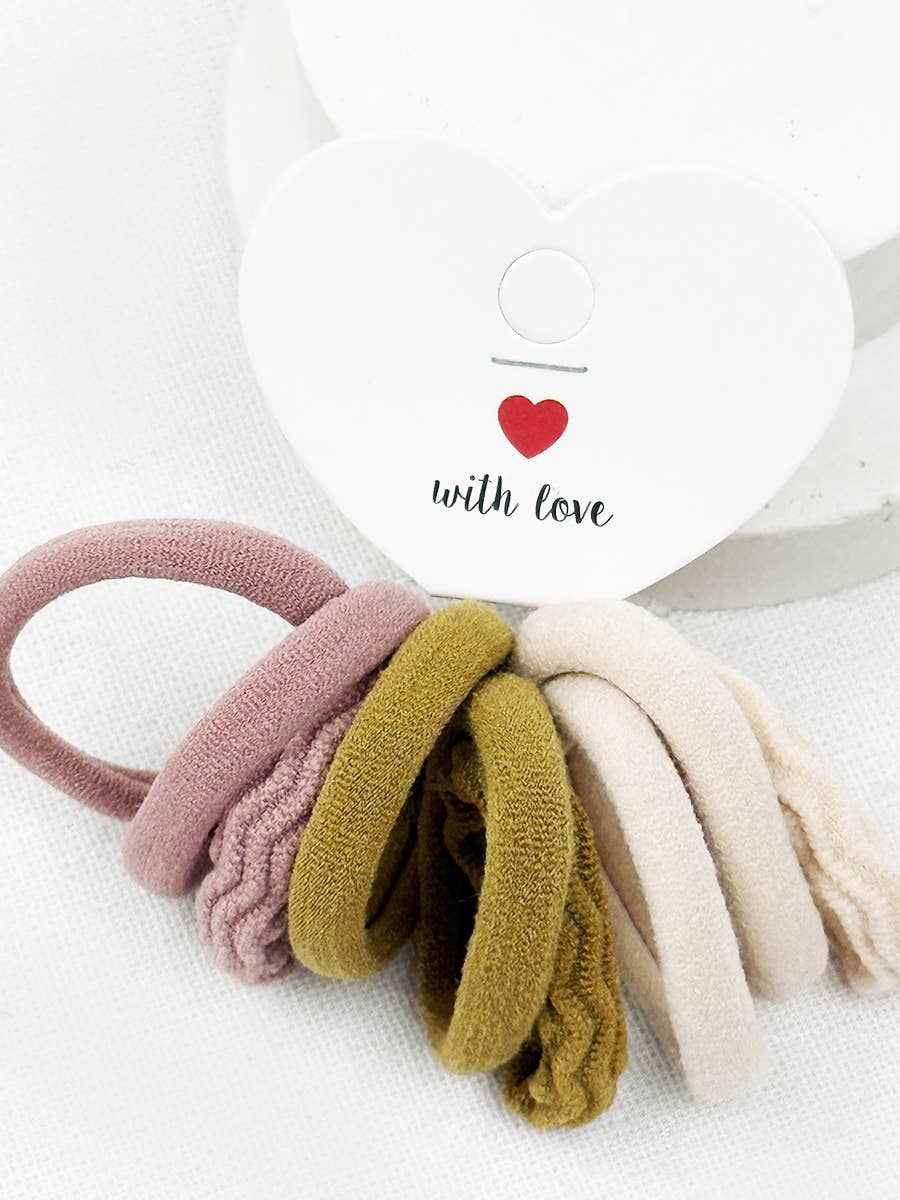 Assorted Rolled Hair Tie Set: MIX COLOR