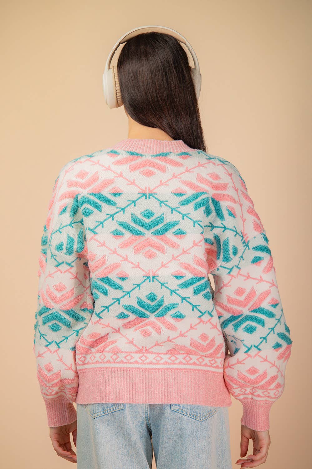 Printed Casual Knit Sweater Top