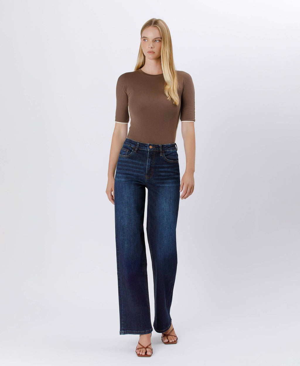 90'S VINTAGE SUPER HIGH RISE DARK WASH LOOSE JEANS