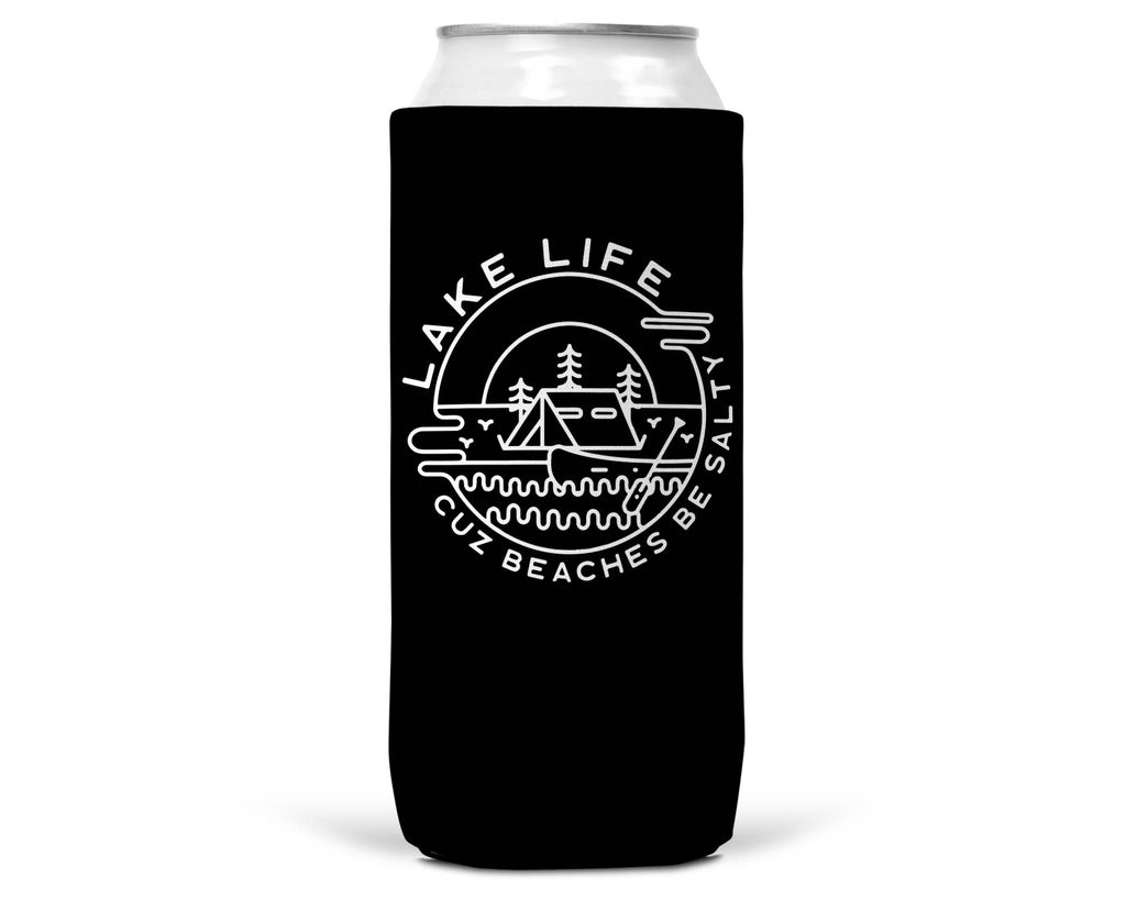 Lake Life Beaches Be Salty SLIM CAN Coozie: 12 oz